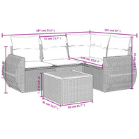 Set Divano da Giardino 5 pz con Cuscini Beige in Polyrattan 3224988