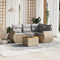 Set Divano da Giardino 5 pz con Cuscini Beige in Polyrattan 3224988