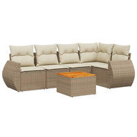 Set Divano da Giardino 6 pz con Cuscini Beige in Polyrattan 3224994