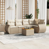 Set Divano da Giardino 6 pz con Cuscini Beige in Polyrattan 3224994