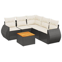 Set Divano da Giardino 6 pz con Cuscini Nero in Polyrattan 3224999