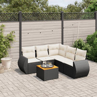 Set Divano da Giardino 6 pz con Cuscini Nero in Polyrattan 3224999