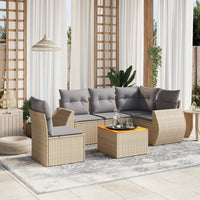 Set Divano da Giardino 6 pz con Cuscini Beige in Polyrattan 3225009