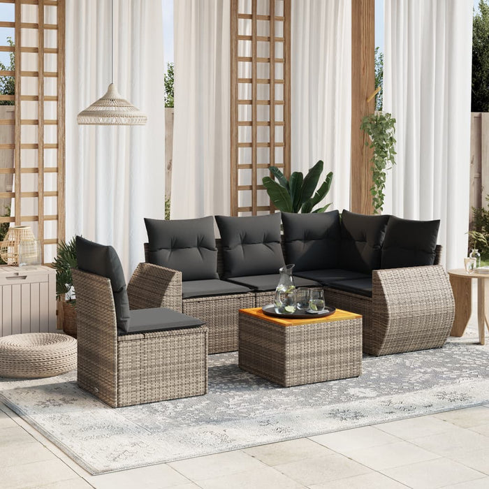 Set Divano da Giardino 6 pz con Cuscini Grigio in Polyrattancod mxl 90225