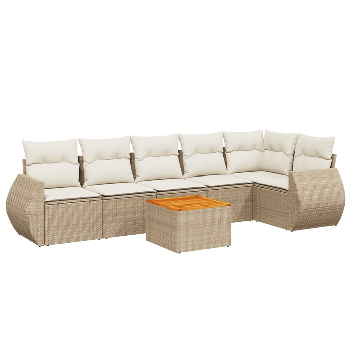 Set Divani da Giardino 7 pz con Cuscini Beige in Polyrattan 3225015