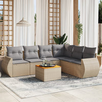 Set Divani da Giardino 7 pz con Cuscini Beige in Polyrattan 3225023