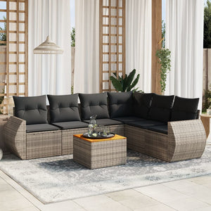 Set Divani da Giardino 7 pz con Cuscini Grigio in Polyrattancod mxl 112689