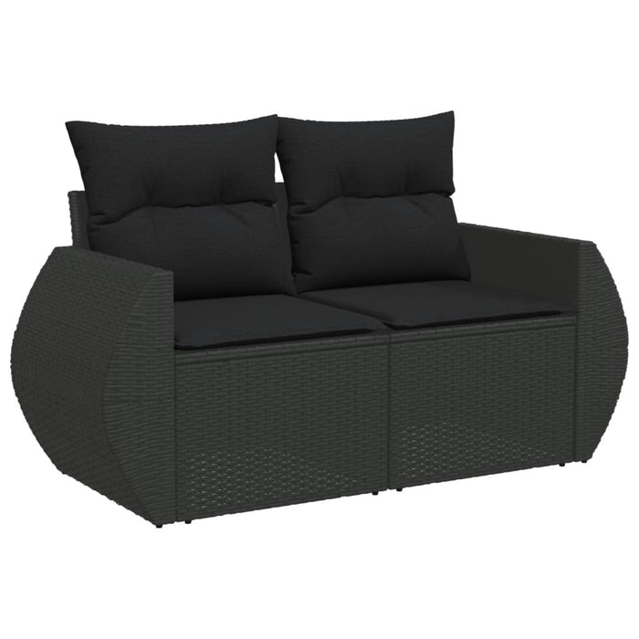 Set Divani da Giardino con Cuscini 7pz Nero Polyrattan 3225026