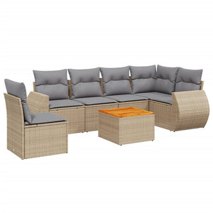 Set Divani da Giardino 7 pz con Cuscini Beige in Polyrattan 3225030