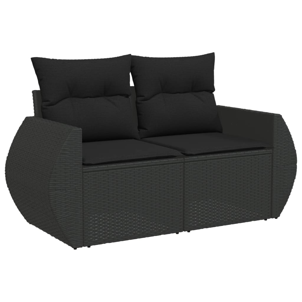 Set Divani da Giardino 9 pz con Cuscini Nero in Polyrattan 3225089