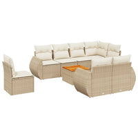 Set Divano da Giardino 9 pz con Cuscini Beige in Polyrattancod mxl 90280