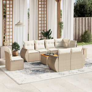 Set Divano da Giardino 9 pz con Cuscini Beige in Polyrattancod mxl 90280