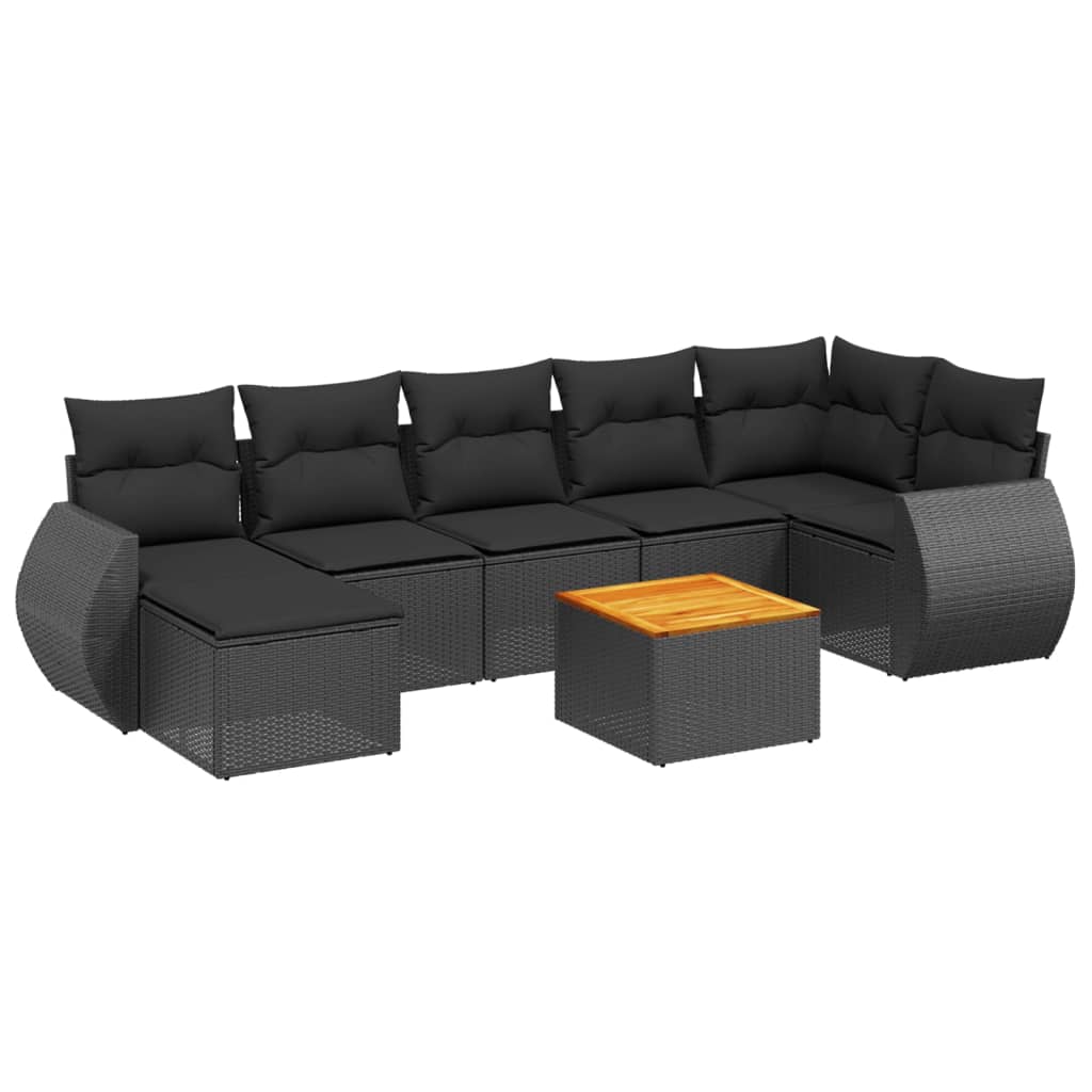 Set Divani da Giardino con Cuscini 8 pz Nero in Polyrattan 3225110