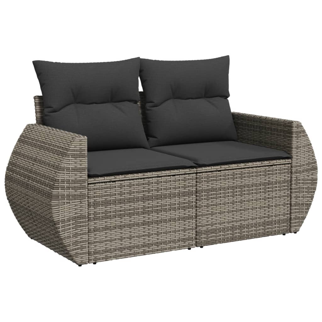 Set Divano da Giardino 8 pz con Cuscini Grigio in Polyrattan 3225115