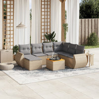 Set Divano da Giardino 8 pz con Cuscini Beige in Polyrattancod mxl 114285