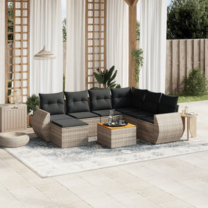 Set Divano da Giardino 8 pz con Cuscini Grigio in Polyrattancod mxl 90234