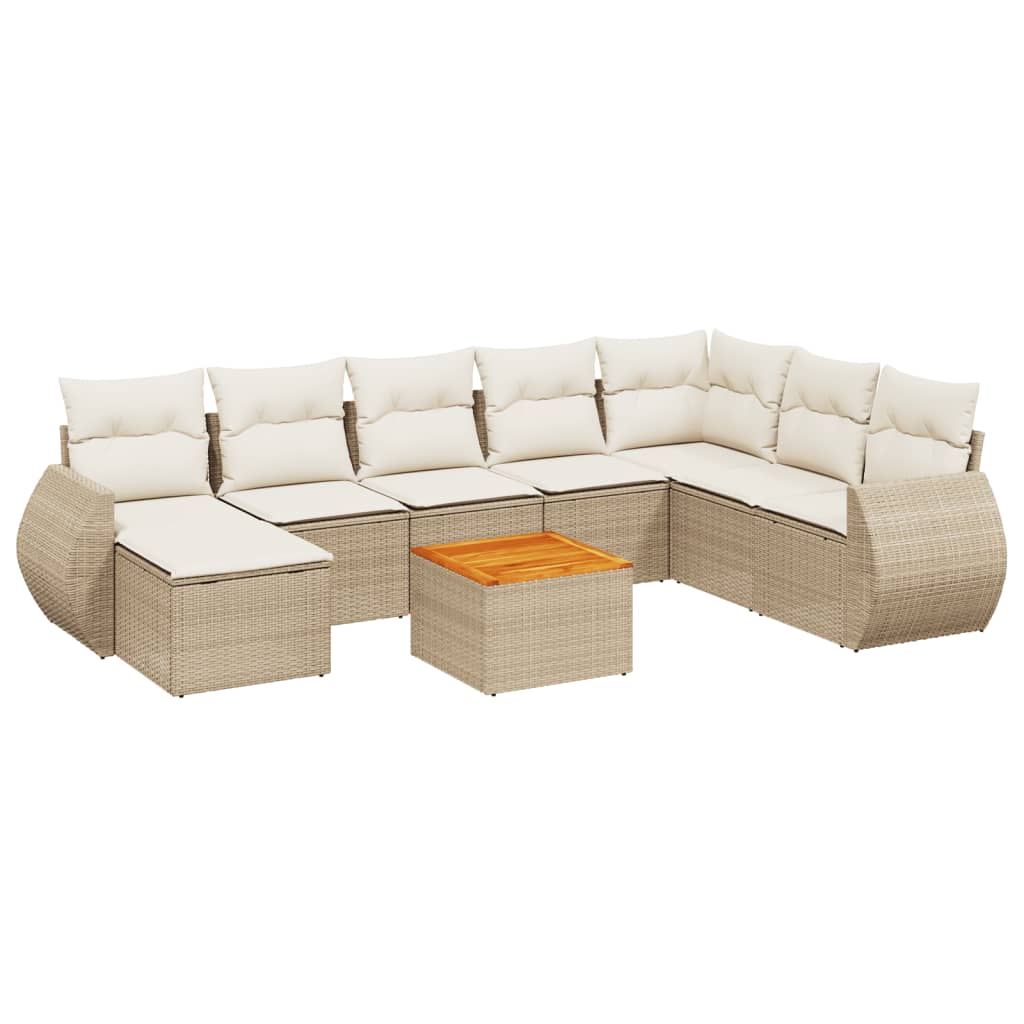 Set Divano da Giardino 9 pz con Cuscini Beige in Polyrattan 3225141