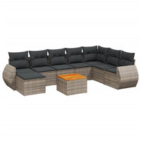 Set Divano da Giardino 9 pz con Cuscini Grigio in Polyrattan 3225143