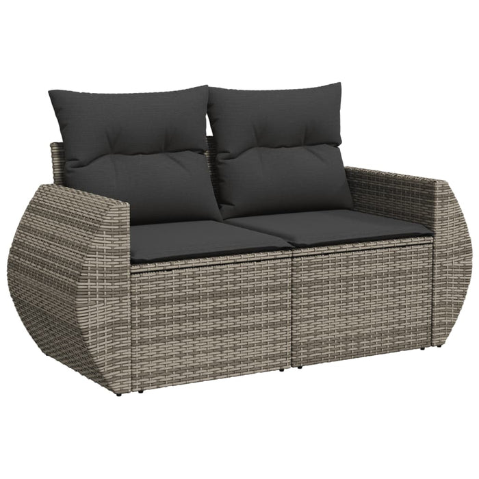 Set Divano da Giardino 9 pz con Cuscini Grigio in Polyrattan 3225143