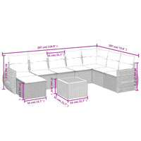 Set Divano da Giardino 9 pz con Cuscini Grigio in Polyrattan 3225143