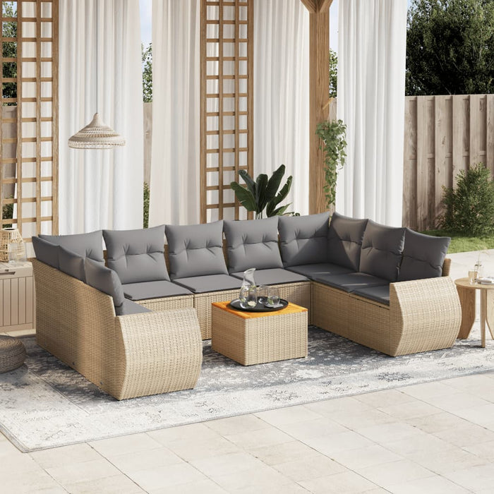 Set Divano da Giardino 10 pz con Cuscini Beige in Polyrattancod mxl 114466