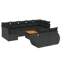 Set Divani da Giardino 10pz con Cuscini in Polyrattan Nero 3225152