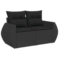 Set Divani da Giardino 10pz con Cuscini in Polyrattan Nero 3225152