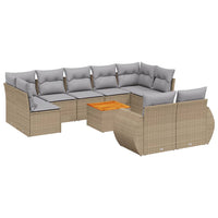 Set Divano da Giardino 10 pz con Cuscini Beige in Polyrattan 3225156