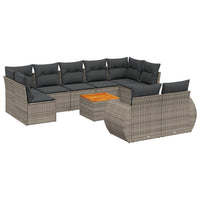 Set Divano da Giardino 10 pz con Cuscini Grigio in Polyrattan 3225157