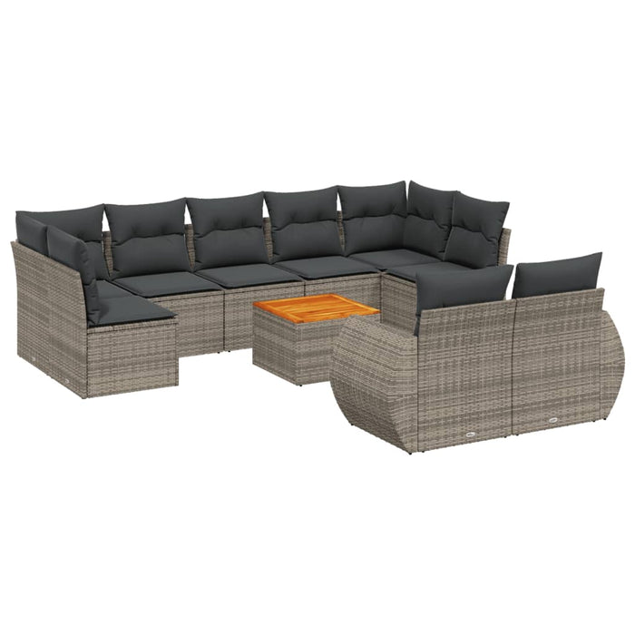 Set Divano da Giardino 10 pz con Cuscini Grigio in Polyrattancod mxl 90450