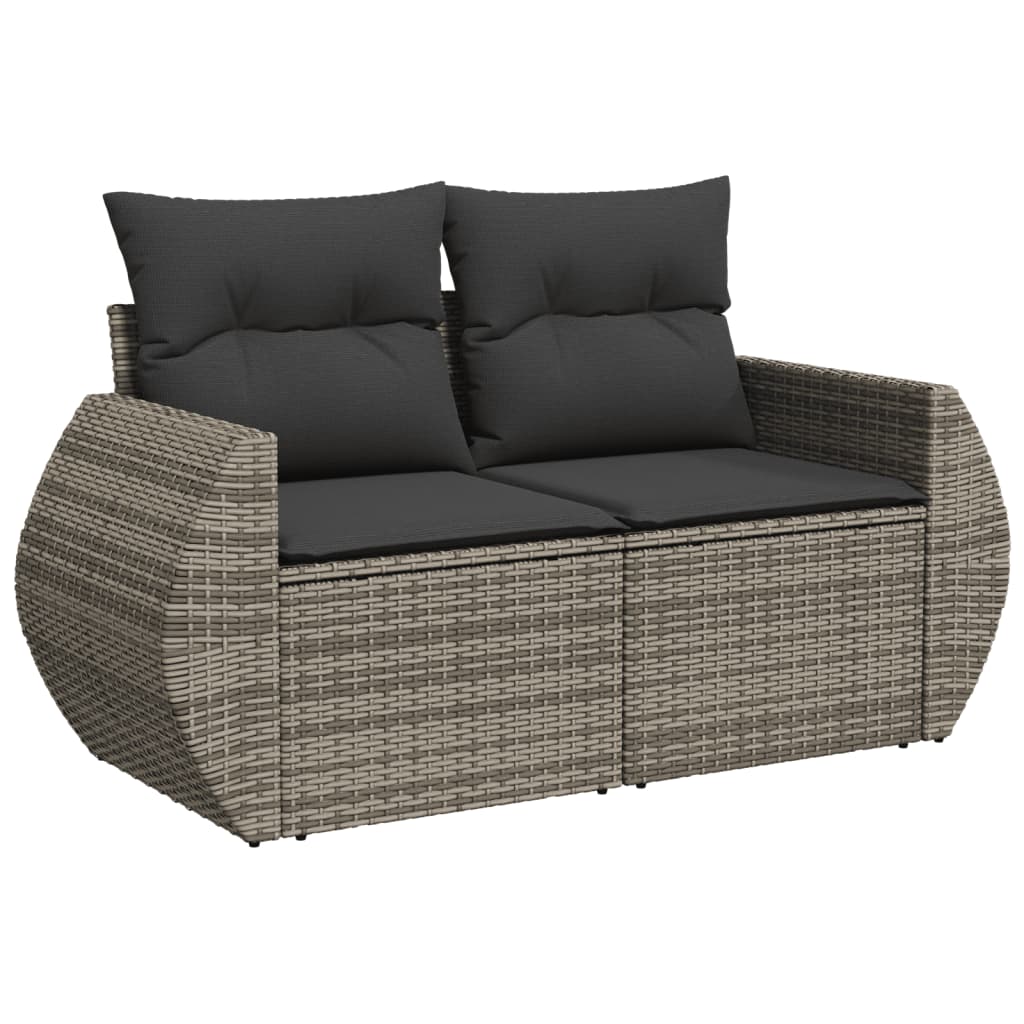 Set Divano da Giardino 10 pz con Cuscini Grigio in Polyrattan 3225157