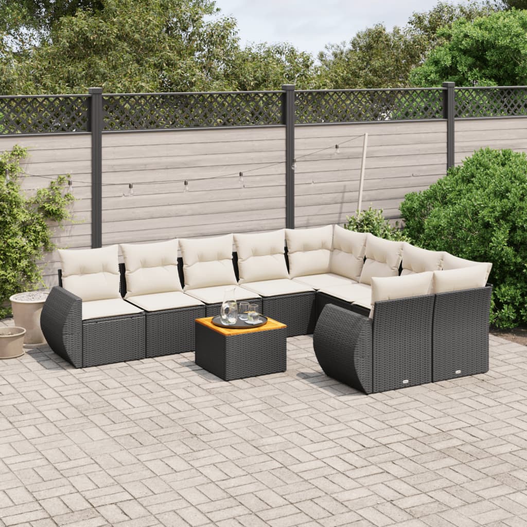 Set Divani da Giardino 10pz con Cuscini in Polyrattan Nerocod mxl 90215