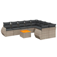 Set Divano da Giardino 10 pz con Cuscini Grigio in Polyrattan 3225164