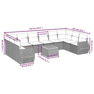 Set Divani da Giardino 11 pz con Cuscini in Polyrattan Nerocod mxl 91086