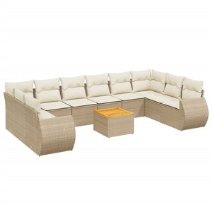 Set Divani da Giardino 11 pz con Cuscini Beige in Polyrattancod mxl 91079