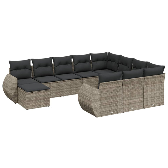 Set Divani da Giardino 11 pz con Cuscini in Polyrattan Grigio 3225192