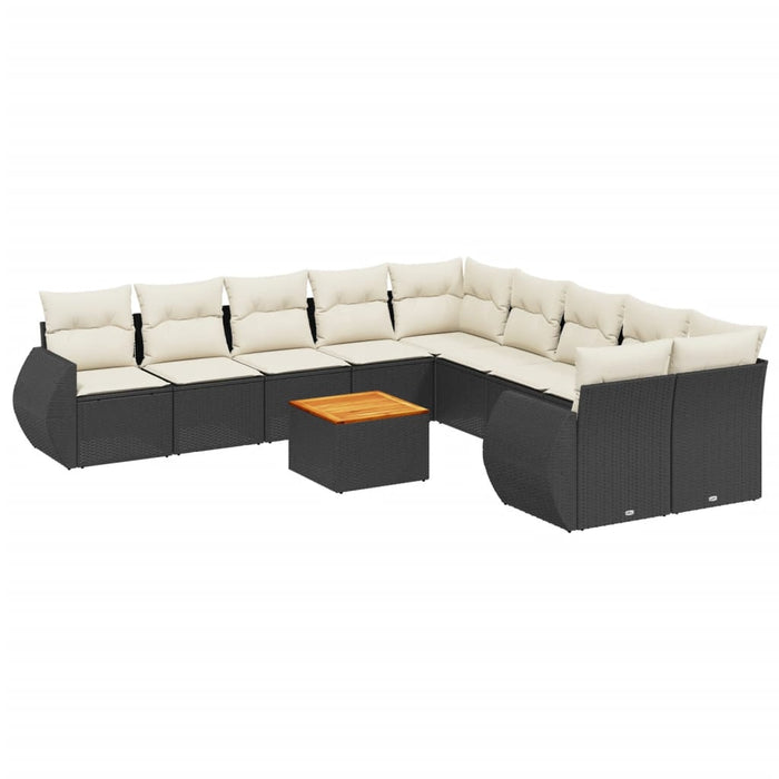 Set Divani da Giardino 11 pz con Cuscini in Polyrattan Nero 3225195