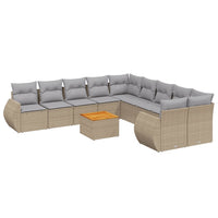 Set Divani da Giardino 11 pz con Cuscini Beige in Polyrattan 3225198