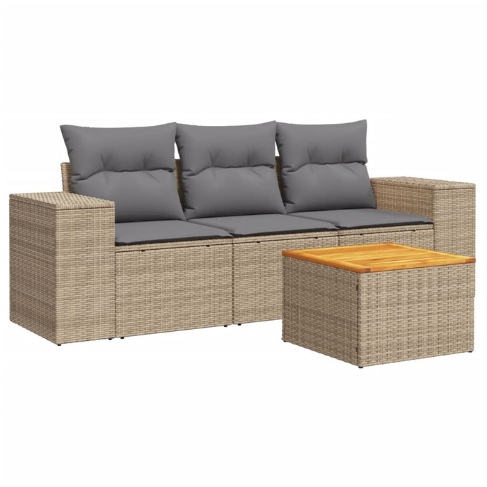 Set Divano da Giardino 4 pz con Cuscini Beige in Polyrattancod mxl 112603