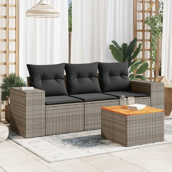 Set Divani da Giardino 4 pz con Cuscini in Polyrattan Grigio 3225318