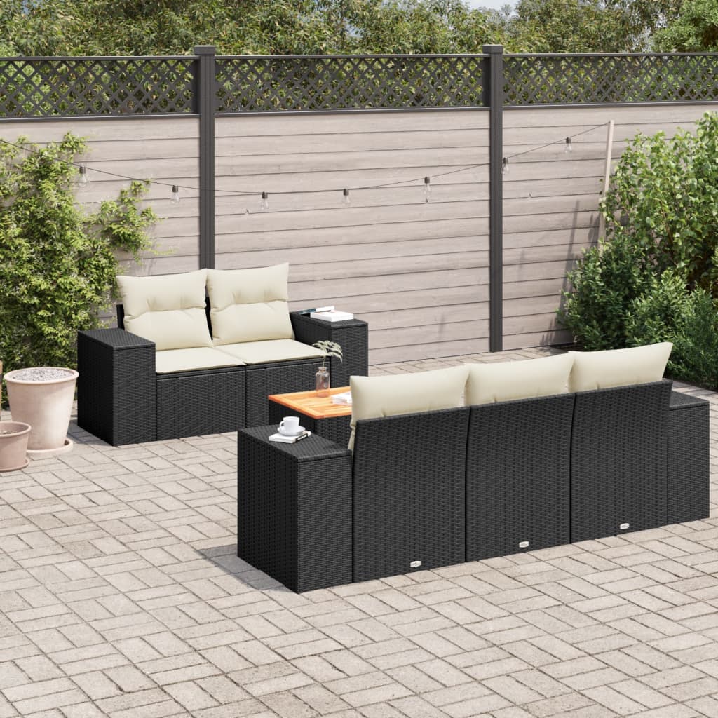 Set Divano da Giardino 6 pz con Cuscini Nero in Polyrattancod mxl 89404