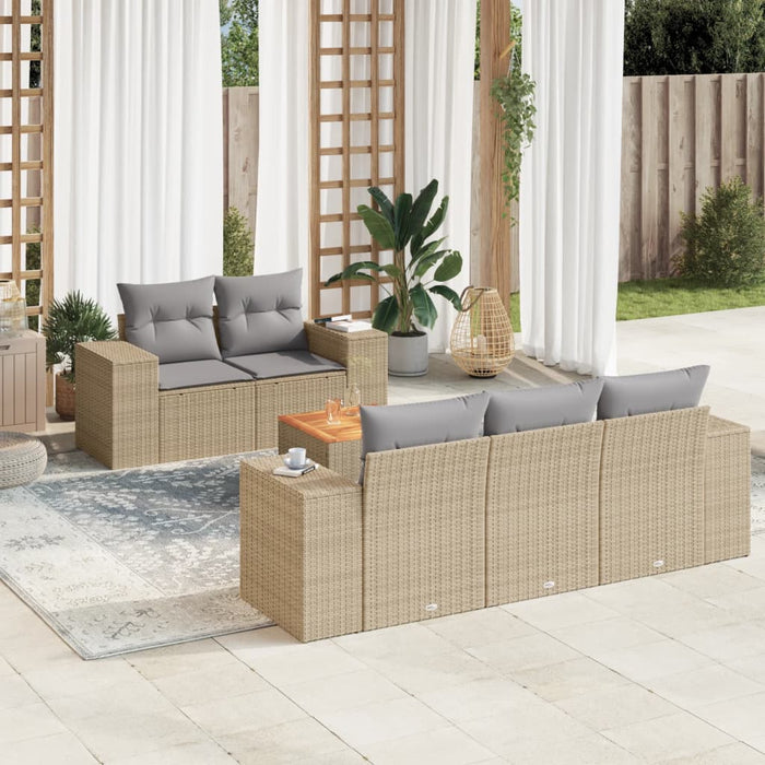 Set Divano da Giardino 6 pz con Cuscini Beige in Polyrattan 3225331