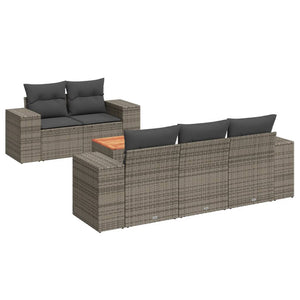 Set Divano da Giardino 6 pz con Cuscini Grigio in Polyrattan 3225332