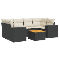 Set Divani da Giardino con Cuscini 7pz Nero Polyrattancod mxl 89545