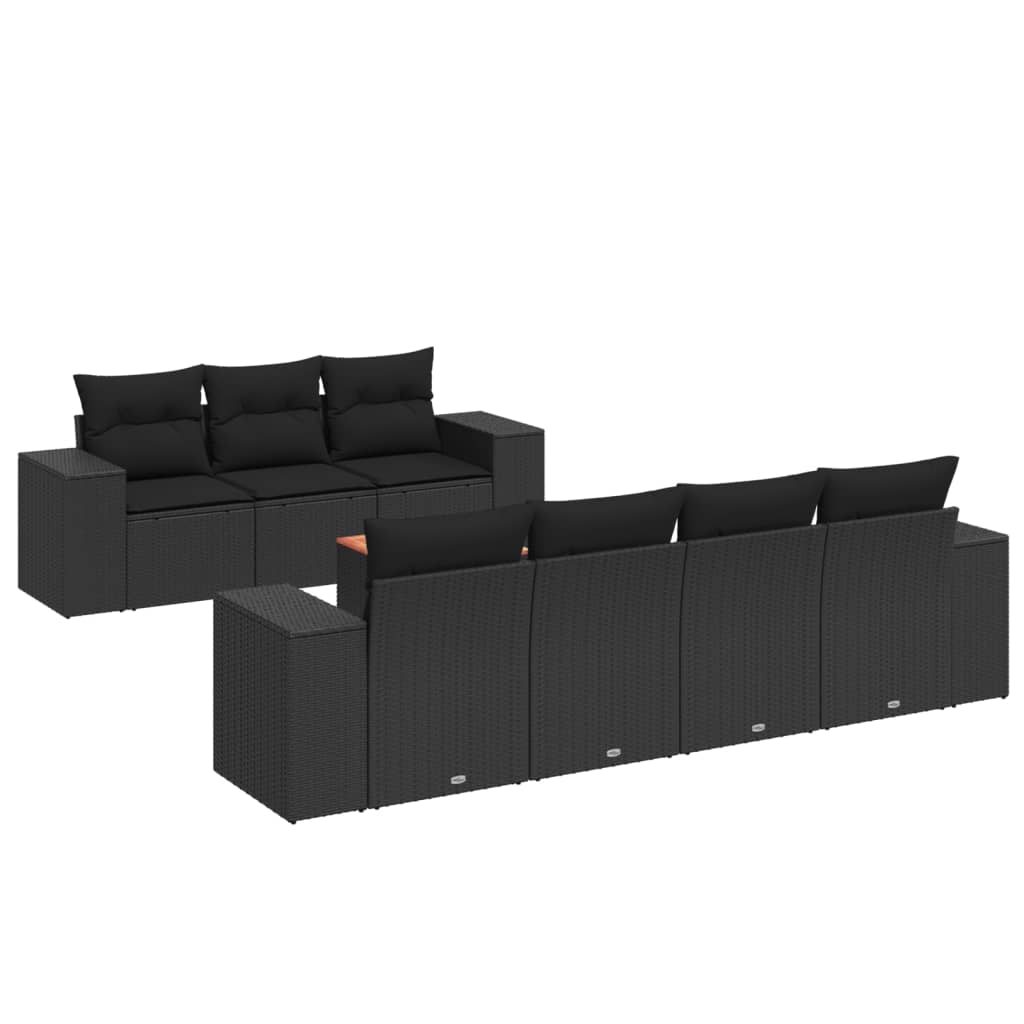 Set Divani da Giardino con Cuscini 8 pz Nero in Polyrattan 3225348