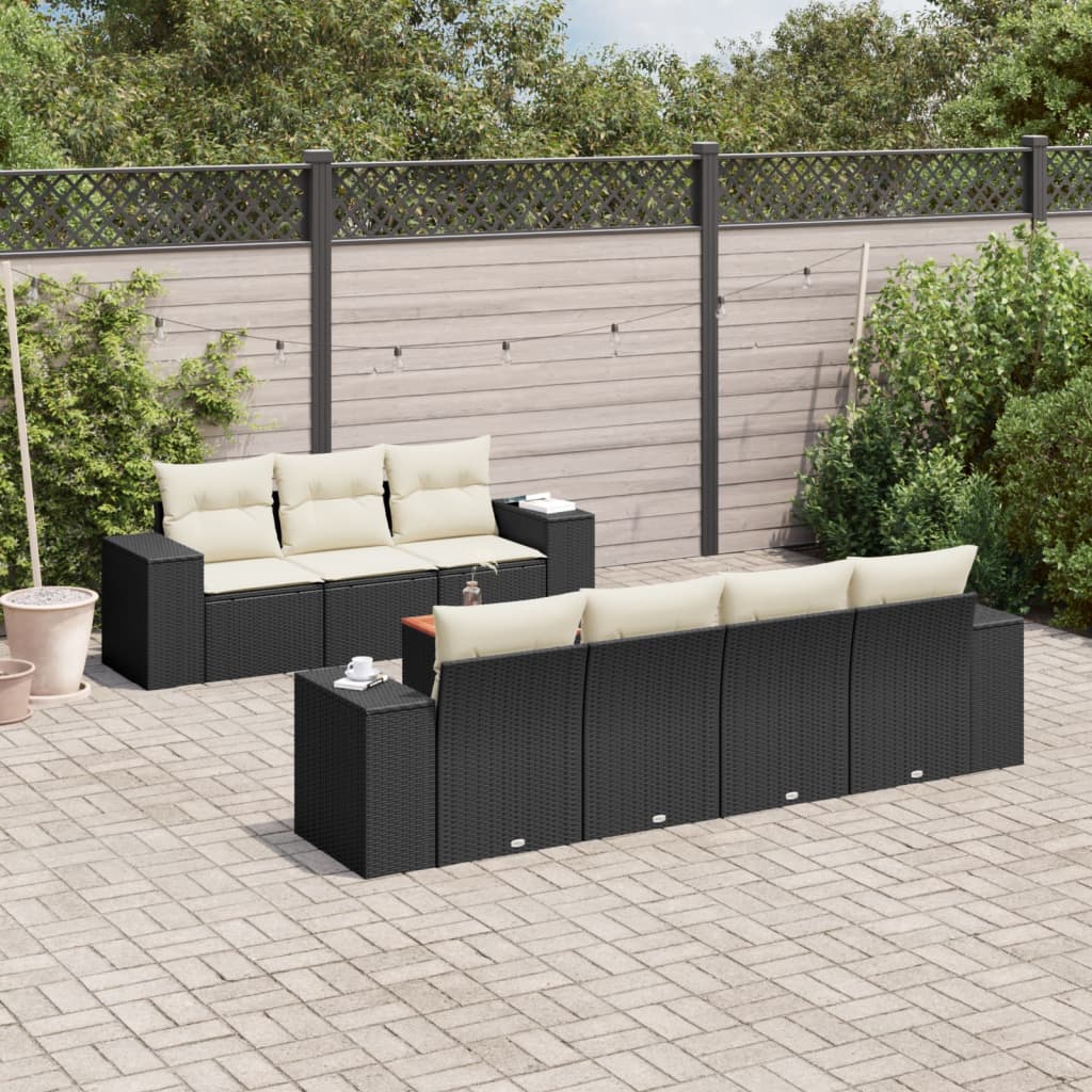 Set Divani da Giardino con Cuscini 8 pz Nero in Polyrattancod mxl 87779