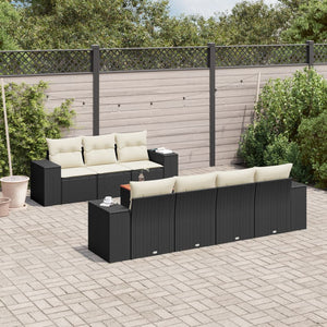 Set Divani da Giardino con Cuscini 8 pz Nero in Polyrattancod mxl 87779