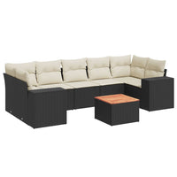 Set Divani da Giardino con Cuscini 8 pz Nero in Polyrattan 3225356