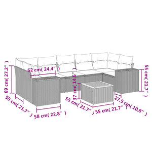 Set Divani da Giardino con Cuscini 8 pz Nero in Polyrattan 3225356