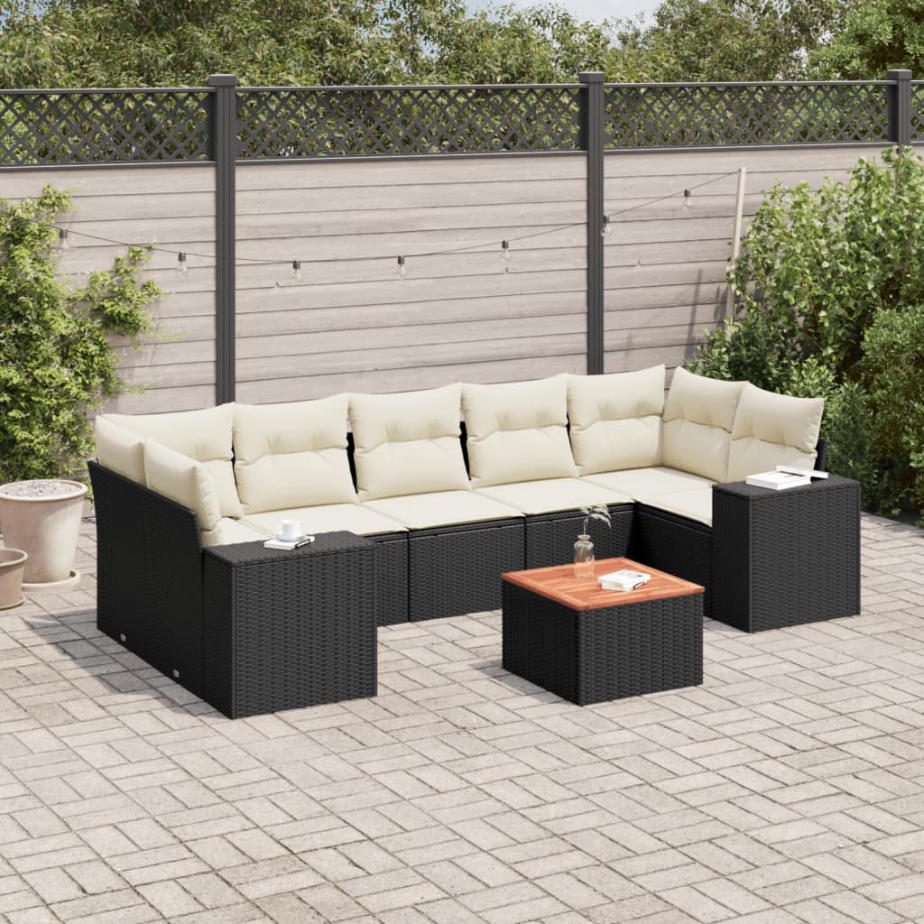 Set Divani da Giardino con Cuscini 8 pz Nero in Polyrattancod mxl 87488